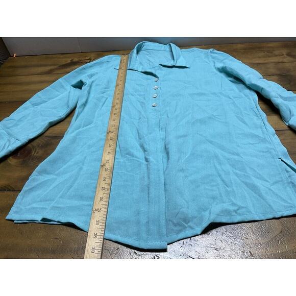 Fridaze Linen Redefined 100% Linen Lagenlook Tunic Top Size Large Blue - Picture 8 of 14